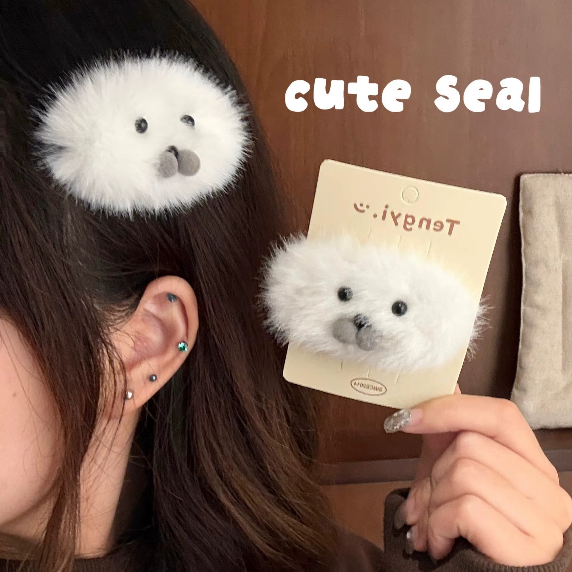 Arctic Seal Plush Hair Clip