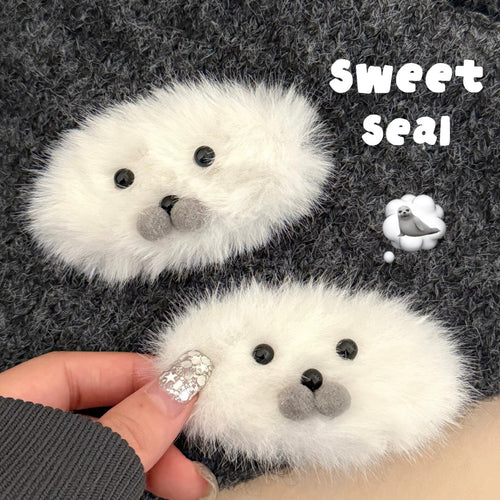 Arctic Seal Plush Hair Clip