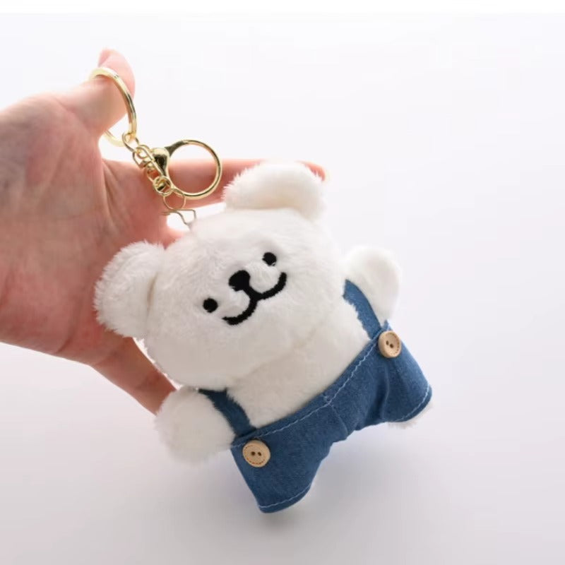 Smiling Arctic Bear Overalls Keychain